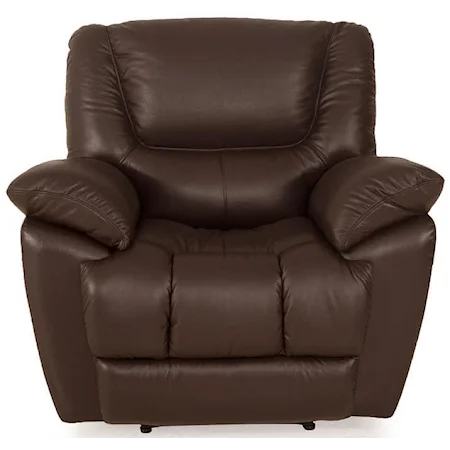 Casual Leather Rocker Recliner with Pillow Arms